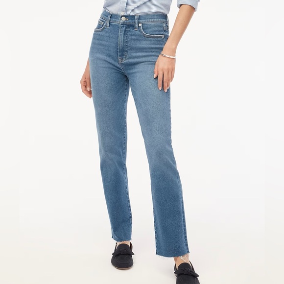 J. Crew Tall Stovepipe jean with cut hem in signature stretch
